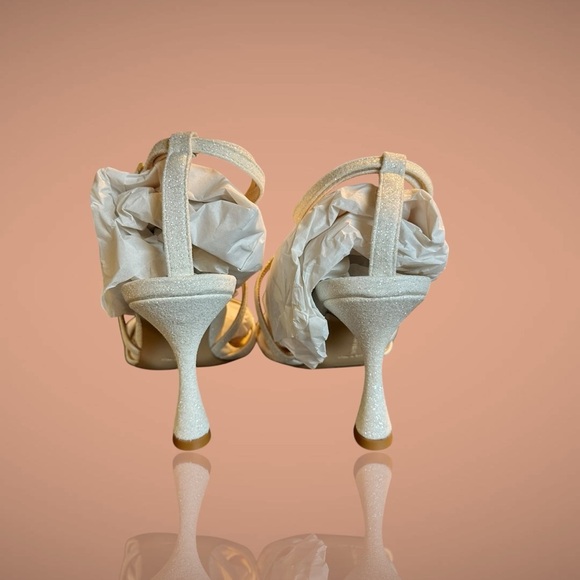 NWT Marion Parke ‘Lottie’ Strappy Flared Heel Sandals in “Glitter Chalk” Size 10 - Picture 9 of 12